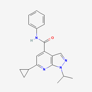 molecular formula C19H20N4O B4592461 6-环丙基-1-异丙基-N-苯基-1H-吡唑并[3,4-b]吡啶-4-甲酰胺 