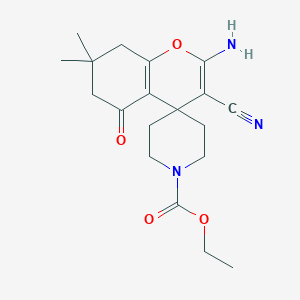 Ethyl 2-amino-3-cyano-7,7-dimethyl-5-oxospiro[6,8-dihydrochromene-4,4'-piperidine]-1'-carboxylate