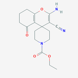 molecular formula C17H21N3O4 B459249 2-amino-3-cyano-1'-ethoxycarbonyl-5-oxo-5,6,7,8-tetrahydrospiro[4H-chromene-4,4'-piperidine] CAS No. 309278-18-0