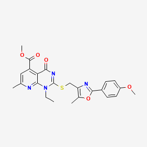 molecular formula C24H24N4O5S B4592506 1-乙基-2-({[2-(4-甲氧基苯基)-5-甲基-1,3-恶唑-4-基]甲硫基}-7-甲基-4-氧代-1,4-二氢吡啶并[2,3-d]嘧啶-5-甲酸甲酯 