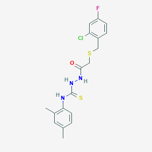 2-{[(2-chloro-4-fluorobenzyl)thio]acetyl}-N-(2,4-dimethylphenyl)hydrazinecarbothioamide