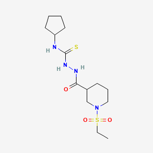 molecular formula C14H26N4O3S2 B4592559 N-环戊基-2-{[1-(乙基磺酰基)-3-哌啶基]羰基}肼硫代甲酰胺 