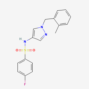 molecular formula C17H16FN3O2S B4592573 4-氟-N-[1-(2-甲基苄基)-1H-吡唑-4-基]苯磺酰胺 