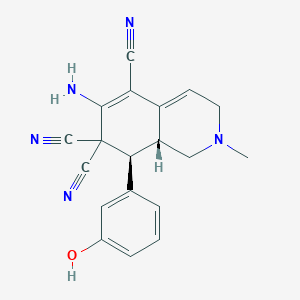 molecular formula C19H17N5O B459258 6-amino-8-(3-hydroxyphenyl)-2-methyl-2,3,8,8a-tetrahydro-5,7,7(1H)-isoquinolinetricarbonitrile CAS No. 303959-37-7