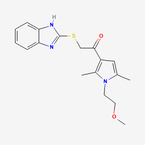 molecular formula C18H21N3O2S B4592596 2-(1H-benzimidazol-2-ylsulfanyl)-1-[1-(2-methoxyethyl)-2,5-dimethyl-1H-pyrrol-3-yl]ethanone 