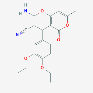 2-amino-4-(3,4-diethoxyphenyl)-7-methyl-5-oxo-4H,5H-pyrano[4,3-b]pyran-3-carbonitrile