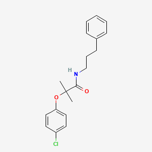 molecular formula C19H22ClNO2 B4592633 2-(4-chlorophenoxy)-2-methyl-N-(3-phenylpropyl)propanamide 