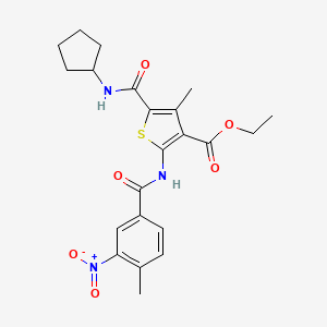 molecular formula C22H25N3O6S B4592732 ETHYL 5-(CYCLOPENTYLCARBAMOYL)-4-METHYL-2-(4-METHYL-3-NITROBENZAMIDO)THIOPHENE-3-CARBOXYLATE 