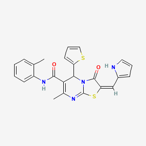 molecular formula C24H20N4O2S2 B4592750 7-甲基-N-(2-甲苯基)-3-氧代-2-(1H-吡咯-2-亚甲基)-5-(2-噻吩基)-2,3-二氢-5H-[1,3]噻唑并[3,2-a]嘧啶-6-甲酰胺 