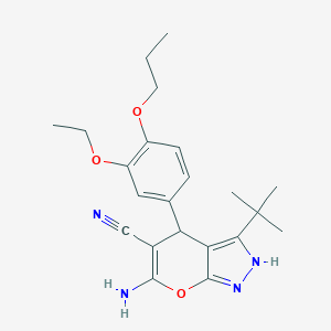 6-Amino-3-tert-butyl-4-(3-ethoxy-4-propoxyphenyl)-2,4-dihydropyrano[2,3-c]pyrazole-5-carbonitrile