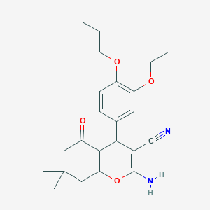 molecular formula C23H28N2O4 B459277 2-amino-4-(3-ethoxy-4-propoxyphenyl)-7,7-dimethyl-5-oxo-6,8-dihydro-4H-chromene-3-carbonitrile CAS No. 445265-93-0