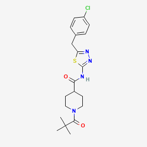 molecular formula C20H25ClN4O2S B4592782 N-[5-(4-chlorobenzyl)-1,3,4-thiadiazol-2-yl]-1-(2,2-dimethylpropanoyl)piperidine-4-carboxamide 