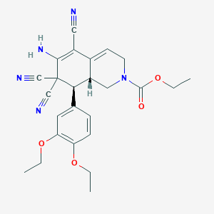 molecular formula C25H27N5O4 B459281 ethyl (8S,8aR)-6-amino-5,7,7-tricyano-8-(3,4-diethoxyphenyl)-1,3,8,8a-tetrahydroisoquinoline-2-carboxylate CAS No. 494792-03-9