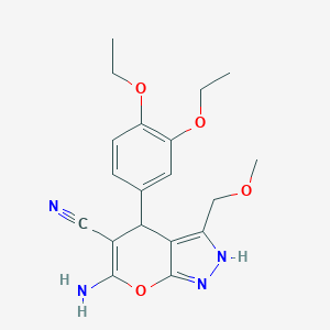 6-Amino-4-(3,4-diethoxyphenyl)-3-(methoxymethyl)-1,4-dihydropyrano[2,3-c]pyrazole-5-carbonitrile