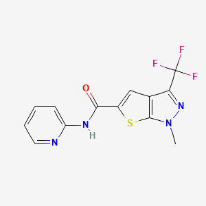 molecular formula C13H9F3N4OS B4592832 1-甲基-N-2-吡啶基-3-(三氟甲基)-1H-噻吩并[2,3-c]吡唑-5-甲酰胺 