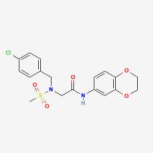 molecular formula C18H19ClN2O5S B4592845 N~2~-(4-氯苄基)-N~1~-(2,3-二氢-1,4-苯并二氧六环基)-N~2~-(甲基磺酰基)甘氨酰胺 