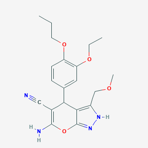 6-Amino-4-(3-ethoxy-4-propoxyphenyl)-3-(methoxymethyl)-1,4-dihydropyrano[2,3-c]pyrazole-5-carbonitrile