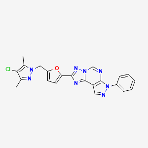 molecular formula C22H17ClN8O B4592874 2-{5-[(4-chloro-3,5-dimethyl-1H-pyrazol-1-yl)methyl]-2-furyl}-7-phenyl-7H-pyrazolo[4,3-e][1,2,4]triazolo[1,5-c]pyrimidine 