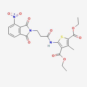 molecular formula C22H21N3O9S B4592890 3-甲基-5-{[3-(4-硝基-1,3-二氧代-1,3-二氢-2H-异吲哚-2-基)丙酰基]氨基}-2,4-噻吩二甲酸二乙酯 