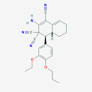 molecular formula C24H26N4O2 B459290 2-amino-4-(3-ethoxy-4-propoxyphenyl)-4a,5,6,7-tetrahydro-1,3,3(4H)-naphthalenetricarbonitrile CAS No. 459155-41-0