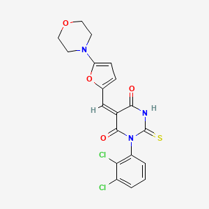 molecular formula C19H15Cl2N3O4S B4592920 1-(2,3-二氯苯基)-5-{[5-(4-吗啉基)-2-呋喃基]亚甲基}-2-硫代二氢-4,6(1H,5H)-嘧啶二酮 