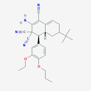 molecular formula C28H34N4O2 B459294 2-amino-6-tert-butyl-4-(3-ethoxy-4-propoxyphenyl)-4a,5,6,7-tetrahydro-1,3,3(4H)-naphthalenetricarbonitrile CAS No. 494792-06-2