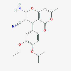 molecular formula C21H22N2O5 B459295 2-amino-4-[3-etoxi-4-(propan-2-iloxi)fenil]-7-metil-5-oxo-4H,5H-pirano[3,2-c]piran-3-carbonitrilo CAS No. 371207-09-9