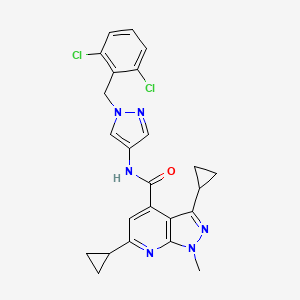 molecular formula C24H22Cl2N6O B4592992 3,6-dicyclopropyl-N-[1-(2,6-dichlorobenzyl)-1H-pyrazol-4-yl]-1-methyl-1H-pyrazolo[3,4-b]pyridine-4-carboxamide 