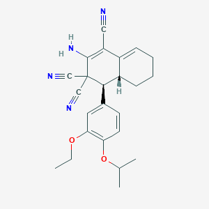 molecular formula C24H26N4O2 B459304 2-amino-4-(3-ethoxy-4-isopropoxyphenyl)-4a,5,6,7-tetrahydro-1,3,3(4H)-naphthalenetricarbonitrile CAS No. 494792-07-3