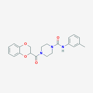 molecular formula C21H23N3O4 B4593053 4-(2,3-dihydro-1,4-benzodioxin-2-ylcarbonyl)-N-(3-methylphenyl)piperazine-1-carboxamide 