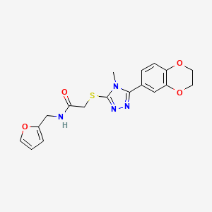 molecular formula C18H18N4O4S B4593059 2-{[5-(2,3-二氢-1,4-苯并二噁杂环-6-基)-4-甲基-4H-1,2,4-三唑-3-基]硫代}-N-(2-呋喃甲基)乙酰胺 