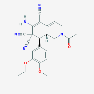 molecular formula C24H25N5O3 B459307 2-acetyl-6-amino-8-(3,4-diethoxyphenyl)-2,3,8,8a-tetrahydro-5,7,7(1H)-isoquinolinetricarbonitrile CAS No. 494792-15-3