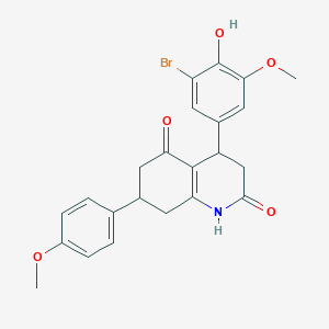 molecular formula C23H22BrNO5 B4593075 4-(3-bromo-4-hydroxy-5-methoxyphenyl)-7-(4-methoxyphenyl)-4,6,7,8-tetrahydroquinoline-2,5(1H,3H)-dione 