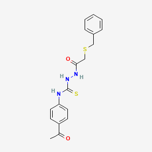 N-(4-acetylphenyl)-2-[(benzylthio)acetyl]hydrazinecarbothioamide