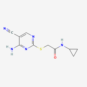 molecular formula C10H11N5OS B4593092 2-[(4-氨基-5-氰基-2-嘧啶基)硫代]-N-环丙基乙酰胺 