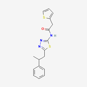 N-[5-(2-phenylpropyl)-1,3,4-thiadiazol-2-yl]-2-(thiophen-2-yl)acetamide