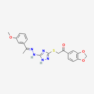 molecular formula C20H19N5O4S B4593102 1-(1,3-苯并二氧杂环-5-基)-2-[(5-{2-[1-(3-甲氧基苯基)乙叉基]肼基}-4H-1,2,4-三唑-3-基)硫代]乙酮 