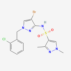 molecular formula C15H15BrClN5O2S B4593110 N-[4-溴-1-(2-氯苄基)-1H-吡唑-3-基]-1,3-二甲基-1H-吡唑-4-磺酰胺 