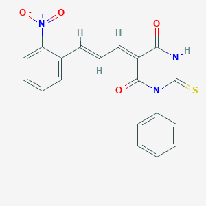 (5Z)-1-(4-methylphenyl)-5-[(E)-3-(2-nitrophenyl)prop-2-enylidene]-2-sulfanylidene-1,3-diazinane-4,6-dione