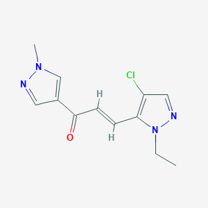 molecular formula C12H13ClN4O B4593150 3-(4-氯-1-乙基-1H-吡唑-5-基)-1-(1-甲基-1H-吡唑-4-基)-2-丙烯-1-酮 