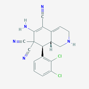 molecular formula C18H13Cl2N5 B459316 6-amino-8-(2,3-dichlorophenyl)-2,3,8,8a-tetrahydro-5,7,7(1H)-isoquinolinetricarbonitrile CAS No. 494792-12-0