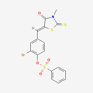 molecular formula C17H12BrNO4S3 B4593165 2-溴-4-[(3-甲基-4-氧代-2-硫代-1,3-噻唑烷-5-亚甲基)甲基]苯苯磺酸盐 