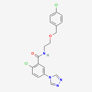 molecular formula C18H16Cl2N4O2 B4593191 2-chloro-N-[2-[(4-chlorophenyl)methoxy]ethyl]-5-(1,2,4-triazol-4-yl)benzamide 