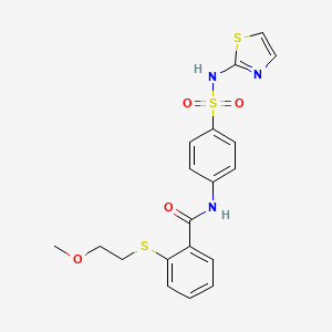 2-[(2-METHOXYETHYL)SULFANYL]-N-{4-[(1,3-THIAZOL-2-YL)SULFAMOYL]PHENYL}BENZAMIDE