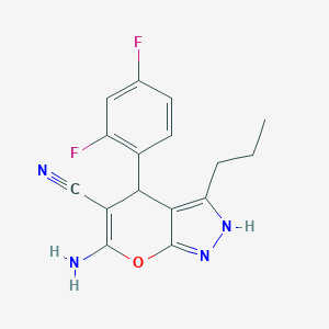 molecular formula C16H14F2N4O B459325 6-Amino-4-(2,4-difluorophenyl)-3-propyl-1,4-dihydropyrano[2,3-c]pyrazole-5-carbonitrile 