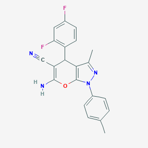 molecular formula C21H16F2N4O B459326 6-amino-4-(2,4-difluorophenyl)-3-methyl-1-(4-methylphenyl)-4H-pyrano[2,3-c]pyrazole-5-carbonitrile CAS No. 384351-64-8