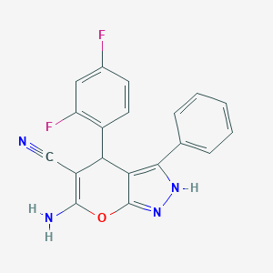 6-Amino-4-(2,4-difluorophenyl)-3-phenyl-1,4-dihydropyrano[2,3-c]pyrazole-5-carbonitrile