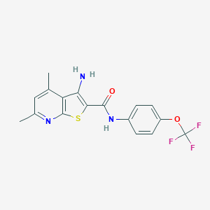 molecular formula C17H14F3N3O2S B459329 3-amino-4,6-dimethyl-N-[4-(trifluoromethoxy)phenyl]thieno[2,3-b]pyridine-2-carboxamide 
