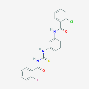 molecular formula C21H15ClFN3O2S B4593299 2-chloro-N-[3-({[(2-fluorobenzoyl)amino]carbonothioyl}amino)phenyl]benzamide 