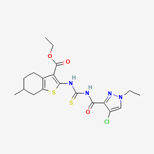 molecular formula C19H23ClN4O3S2 B4593308 ETHYL 2-[({[(4-CHLORO-1-ETHYL-1H-PYRAZOL-3-YL)CARBONYL]AMINO}CARBOTHIOYL)AMINO]-6-METHYL-4,5,6,7-TETRAHYDRO-1-BENZOTHIOPHENE-3-CARBOXYLATE 